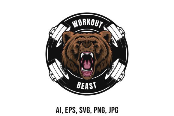 Download Workout Logo Template with Bear Mascot - Premium Resources