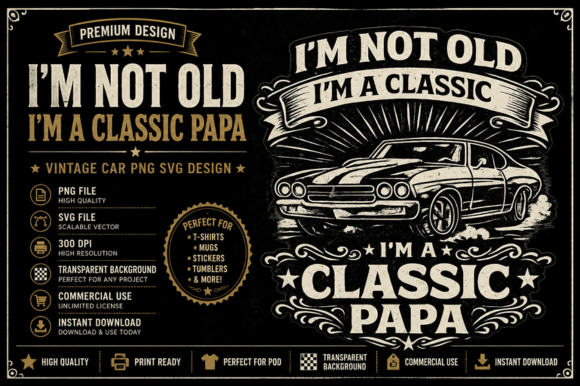 Download Classic Papa Vintage Car PNG Design - Car png Collection