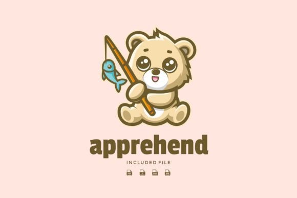 Download Cute Fishing Bear Mascot - Premium Resources