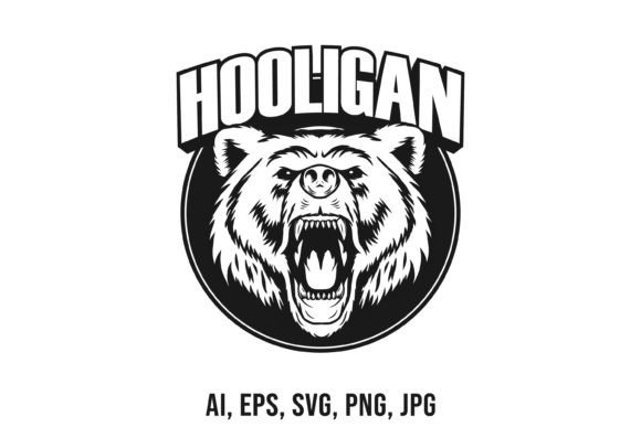 Download Hooligan Logo Template with Bear Mascot - Premium Resources