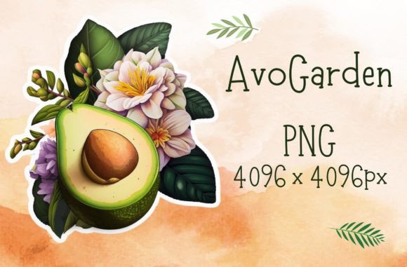 Download Floral Avocado Illustration Sticker - Avocado illustration Collection